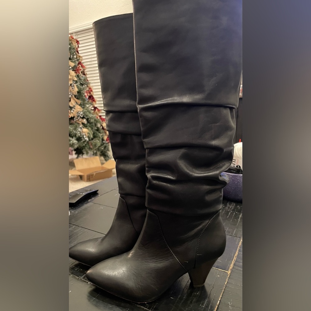 Antonio Melani Black Leather Slouchy Boot
